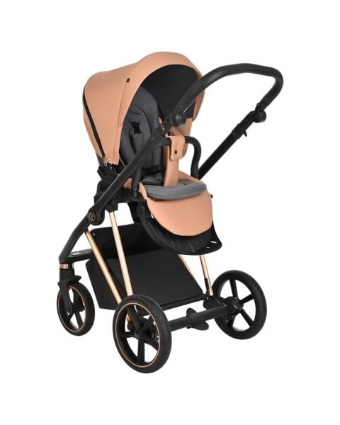 Коляска 3 в 1 Roan Sol Lux, Toffee шасси Rose Gold (Коричневый)