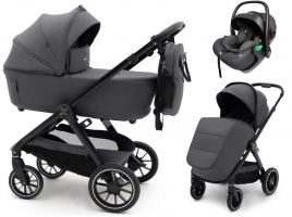 Коляска Agex Prima Pro 3 в 1 с автокреслом i-Safe Black Midnight Grey (Темно-серый)