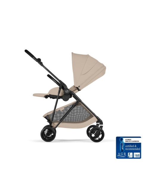 Коляска Cybex Melio Carbon 2026 цвет Almond Beige с дождевиком