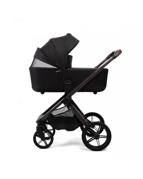 Коляска детская Peppy Monaco thermo 2 в 1 Black (черный), рама серо-коричневая