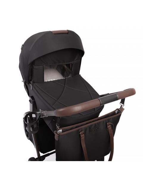 Коляска детская Peppy Monaco thermo 2 в 1 Black (черный), рама серо-коричневая