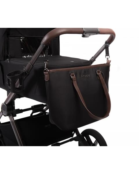 Коляска детская Peppy Monaco thermo 2 в 1 Black (черный), рама серо-коричневая