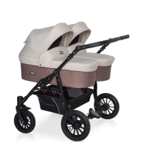 Коляска для двойни 2 в 1 Riko Basic Saxo, 03 (Бежевый / Коричневый)