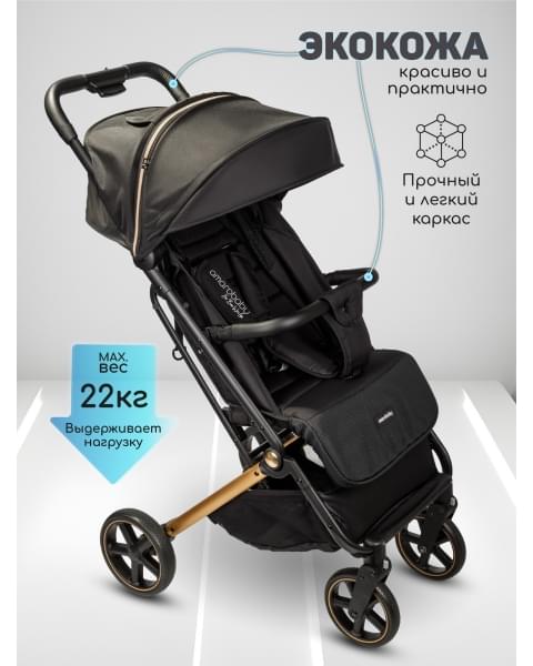 Коляска прогулочная Amarobaby Route, Черный / Золотой