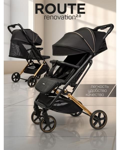 Коляска прогулочная Amarobaby Route, Черный / Золотой