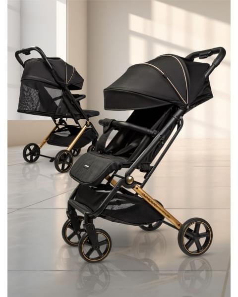 Коляска прогулочная Amarobaby Route, Черный / Золотой