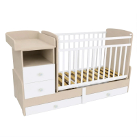 Кровать детская INDIGO Соната NEW с маятником фигур. спин. бежевый-белый