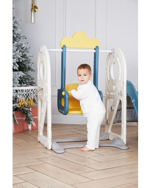 Игровой комплекс с горкой и качелями UNIX Kids Bus 171 см Yellow