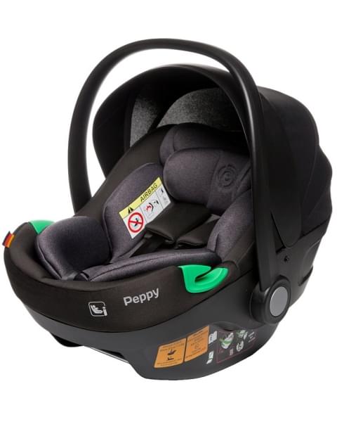 Детская коляска Peppy Monaco 3 в 1 с автокреслом First Black (черный), рама черная матовая