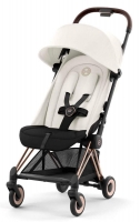 Прогулочная коляска Cybex Coya Off White с дождевиком и бампером/Rosegold