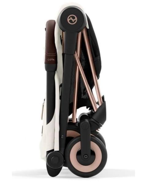 Прогулочная коляска Cybex Coya Off White с дождевиком и бампером/Rosegold