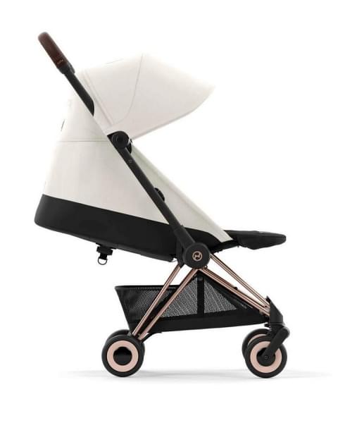 Прогулочная коляска Cybex Coya Off White с дождевиком и бампером/Rosegold