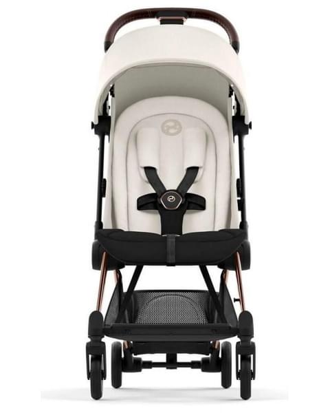 Прогулочная коляска Cybex Coya Off White с дождевиком и бампером/Rosegold