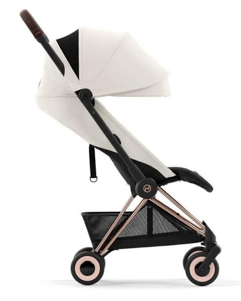 Прогулочная коляска Cybex Coya Off White с дождевиком и бампером/Rosegold