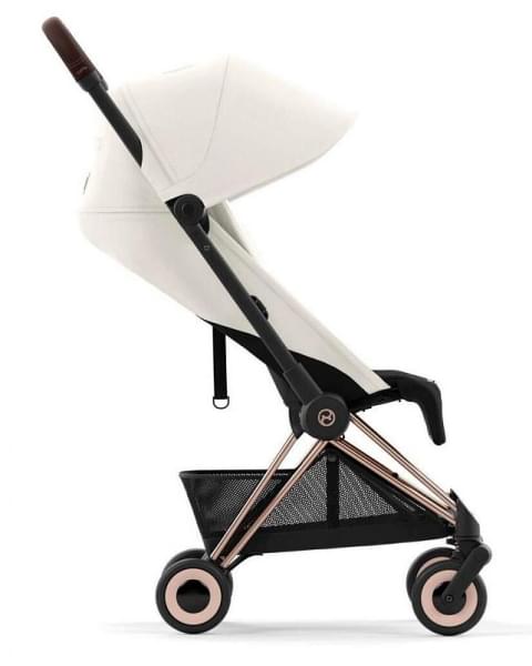 Прогулочная коляска Cybex Coya Off White с дождевиком и бампером/Rosegold