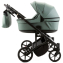 Детская коляска для двойни Adamex Leo Duo Deluxe 3 в 1 DUO-SA20 (СЕРО-ЗЕЛЁНАЯ КОЖА)