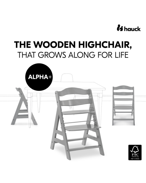 Стульчик деревянный Hauck Alpha+ B, Grey (Серый)