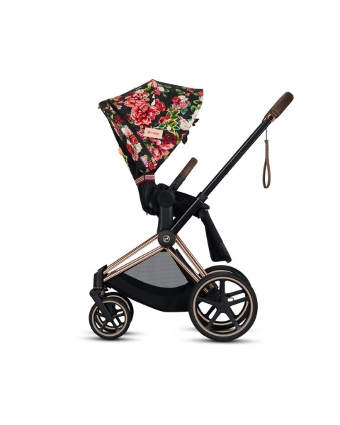 Коляска 3 в 1 Cybex Priam III Spring Blossom шасси Chrome Black, Dark (Темный)