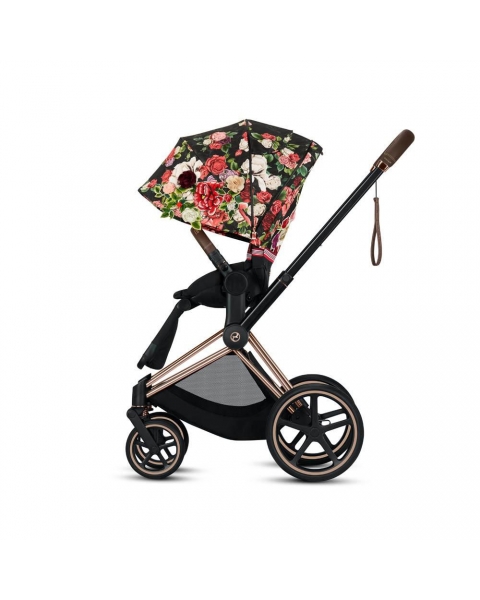 Коляска 3 в 1 Cybex Priam III Spring Blossom шасси Chrome Black, Dark (Темный)