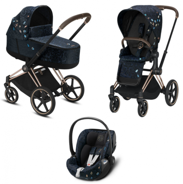 Коляска 3 в 1 Cybex Priam III Jewels of Nature шасси Rose Gold, Jewels of Nature (Темно-синий)