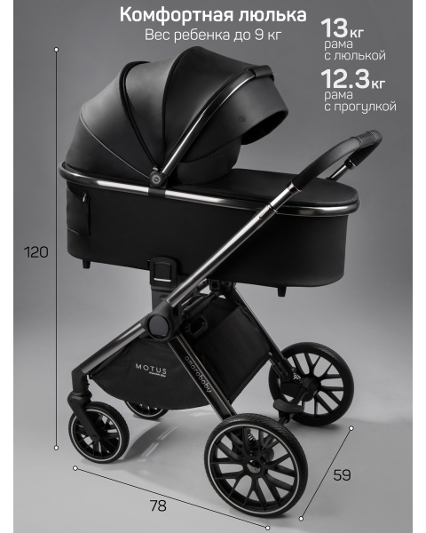 Детская коляска AmaroBaby Motus Premium Ecco 3 в 1 с автокреслом Rant Miro черный
