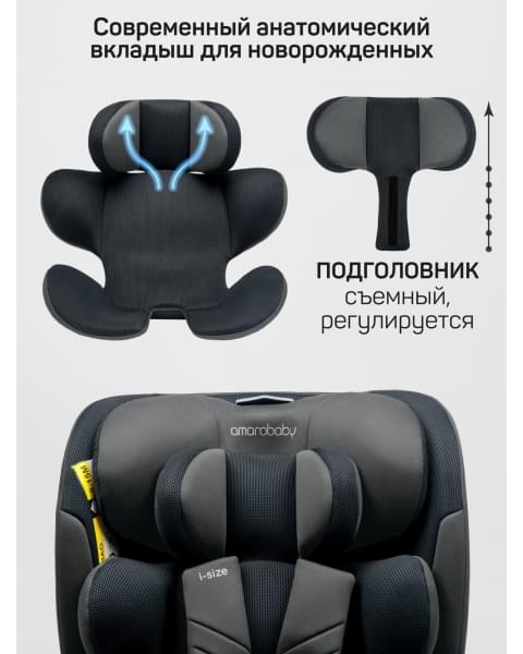 Детское удерживающее устройство Amarobaby Defender, i-Size, 40-150 см, серый