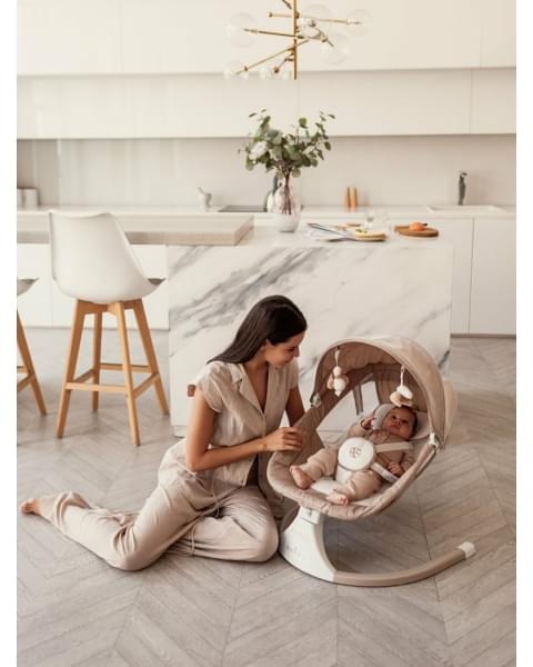 Электронные качели детские AMAROBABY LUCKY SWING, бежевый