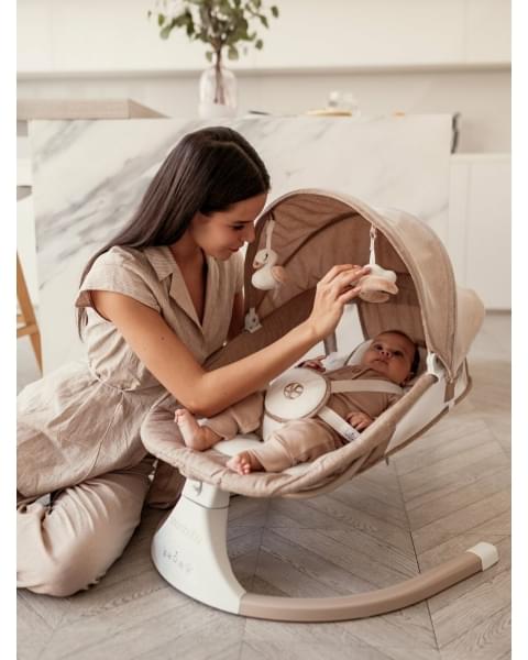 Электронные качели детские AMAROBABY LUCKY SWING, бежевый