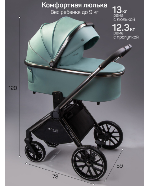 Детская коляска AmaroBaby Motus Premium Ecco 3 в 1 с автокреслом Rant Miro лагуна