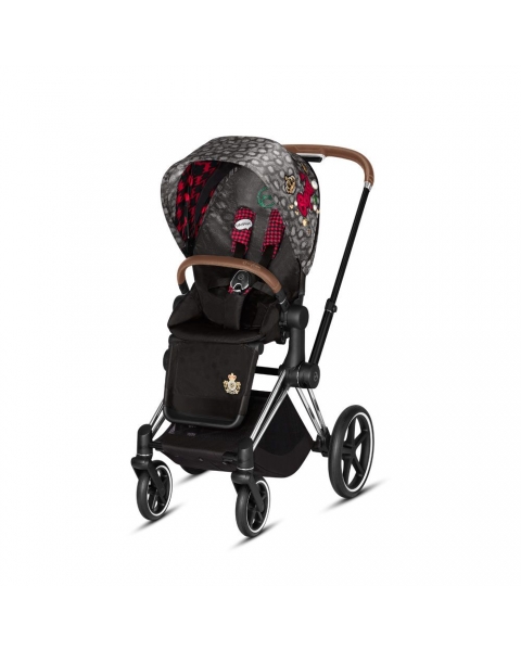 Коляска 3 в 1 Cybex Priam III Rebellious шасси Chrome Brown, Rebellious (Черно-белый / Красный)