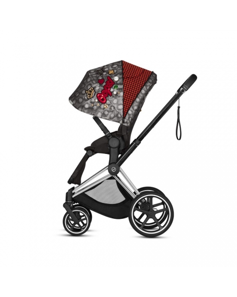 Коляска 3 в 1 Cybex Priam III Rebellious шасси Chrome Brown, Rebellious (Черно-белый / Красный)