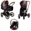 Коляска 3 в 1 Cybex Priam III Rebellious шасси Rose Gold, Rebellious (Черно-белый / Красный)