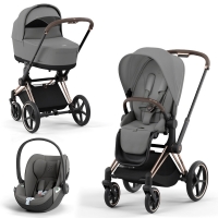 Cybex Priam IV 3 в 1 Mirage Grey (Серый), Rose Gold + Cloud T i-Size