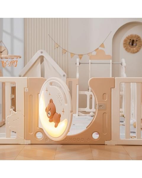 Манеж UNIX Kids DeLuxe House&Storage Camel 180 x 200 см с игровыми аксессуарами