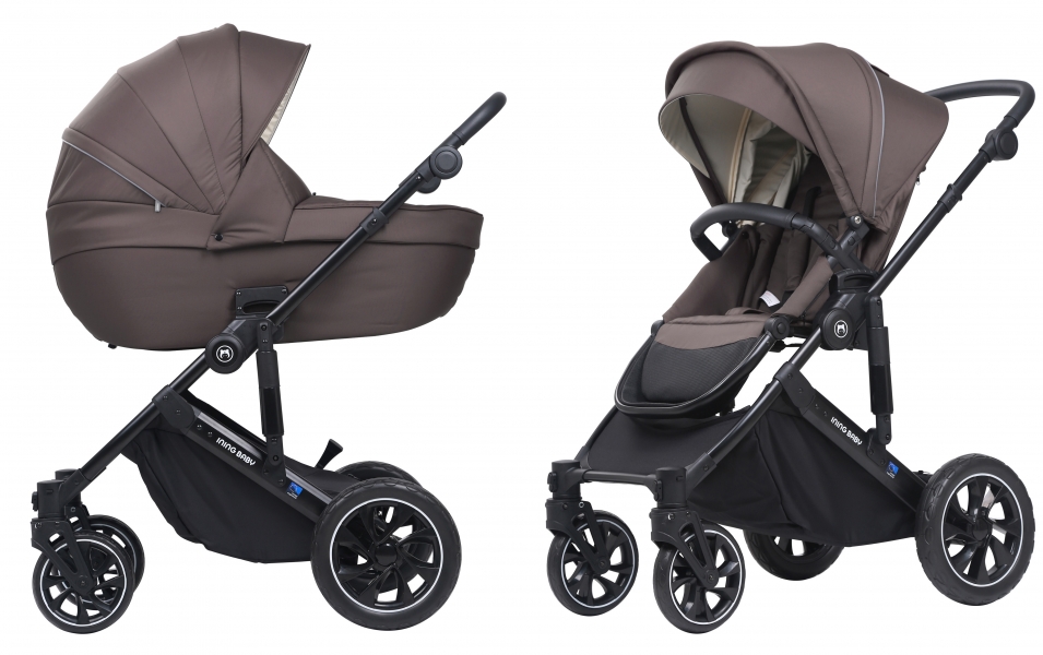Детская коляска 2 в 1 IningBaby KR 340 brown