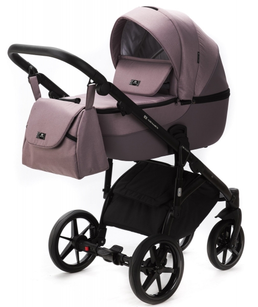 Детская коляска Adamex Bibione 3 в 1 BI-PS21/A (СЕРО-РОЗОВ+СИРЕНЬ ПЕРФ.КОЖА)