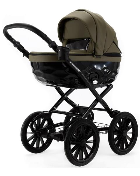 Детская коляска Adamex Chantal Retro Deluxe 3 в 1 C-SA21 (ХАКИ КОЖА)