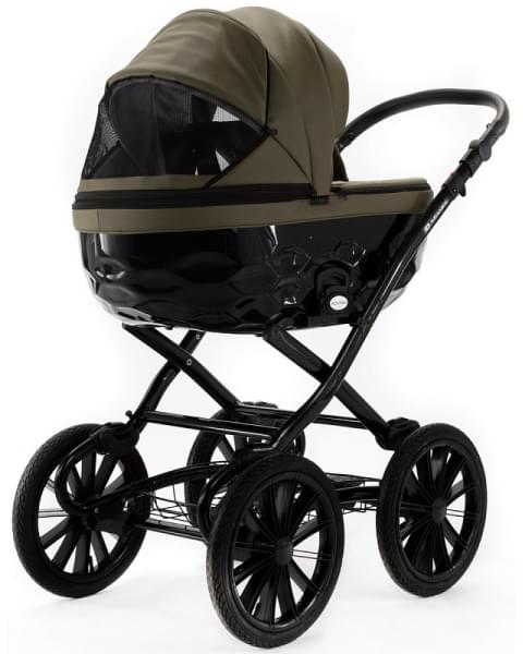 Детская коляска Adamex Chantal Retro Deluxe 3 в 1 C-SA21 (ХАКИ КОЖА)