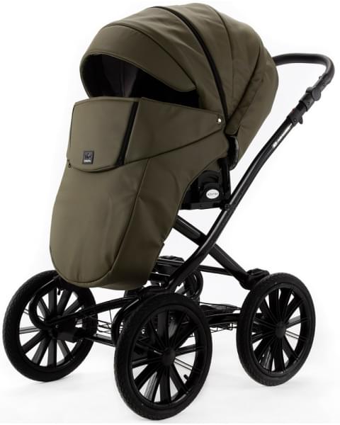 Детская коляска Adamex Chantal Retro Deluxe 3 в 1 C-SA21 (ХАКИ КОЖА)
