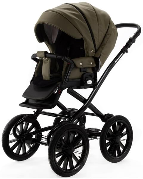 Детская коляска Adamex Chantal Retro Deluxe 3 в 1 C-SA21 (ХАКИ КОЖА)