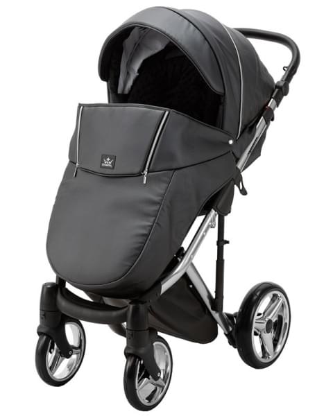 Детская коляска Adamex Chantal Special Edition Deluxe 2 в 1 С114 (ЧЕРН.ПЕРЛ.КОЖА+ХРОМ РАМА)