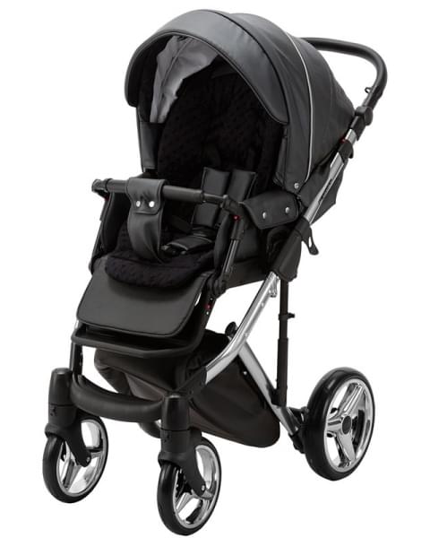 Детская коляска Adamex Chantal Special Edition Deluxe 2 в 1 С114 (ЧЕРН.ПЕРЛ.КОЖА+ХРОМ РАМА)
