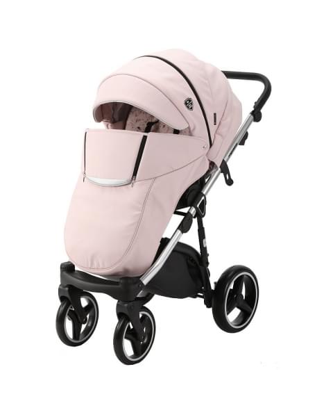 Детская коляска Adamex Cortina Deluxe 2 в 1 CT321 (СВ.РОЗОВ.КОЖА+СЕРЕБ.ОТДЕЛКА+ХРОМ РАМА)