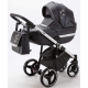 Детская коляска Adamex Cortina Deluxe 2 в 1 CT334 (ЧЕРН.КОЖА+СЕРЕБ.ОТДЕЛКА+ ХРОМ РАМА)