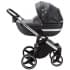 Детская коляска Adamex Cortina Deluxe 2 в 1 CT334 (ЧЕРН.КОЖА+СЕРЕБ.ОТДЕЛКА+ ХРОМ РАМА)