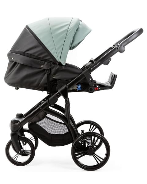 Детская коляска Adamex Lanti Deluxe 2 в 1 LN-SD103 (СЕРО-ЗЕЛЕН.КОЖА + ЧЕРН. КОЖА)