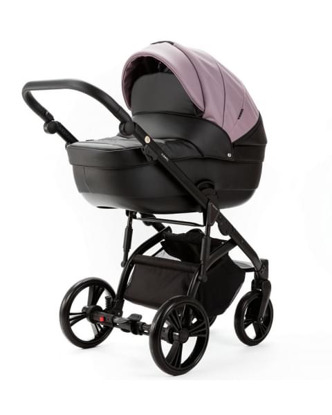 Детская коляска Adamex Lanti Deluxe 2 в 1 LN-SD106 (СИРЕНЕВ.КОЖА + ЧЕРН. КОЖА)