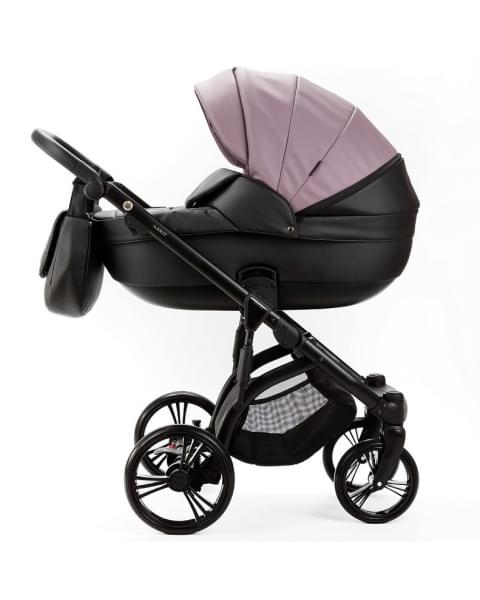 Детская коляска Adamex Lanti Deluxe 2 в 1 LN-SD106 (СИРЕНЕВ.КОЖА + ЧЕРН. КОЖА)