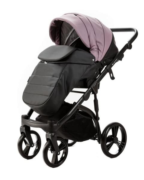 Детская коляска Adamex Lanti Deluxe 2 в 1 LN-SD106 (СИРЕНЕВ.КОЖА + ЧЕРН. КОЖА)