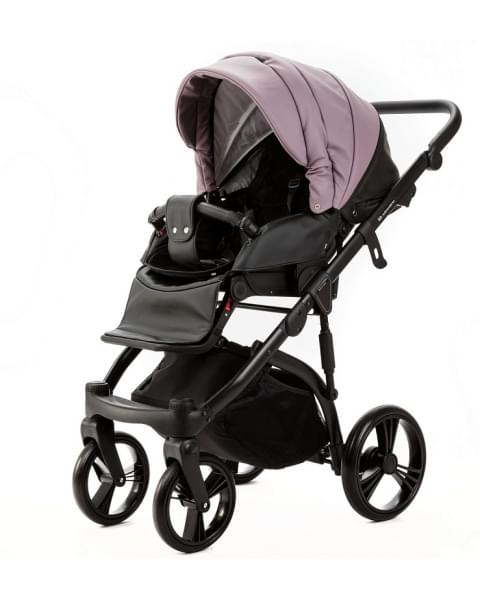 Детская коляска Adamex Lanti Deluxe 2 в 1 LN-SD106 (СИРЕНЕВ.КОЖА + ЧЕРН. КОЖА)